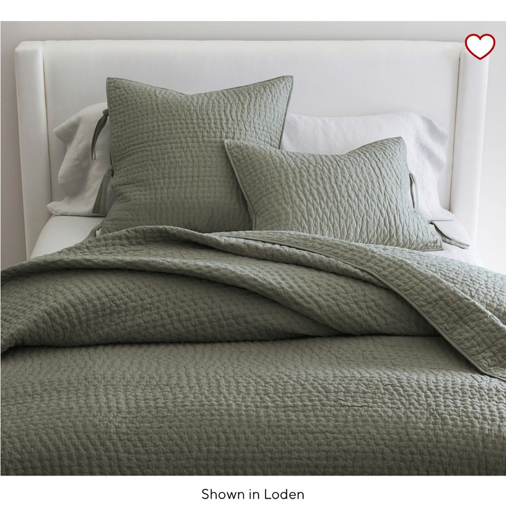 Pottery Barn Pick-Stitch Handcrafted Cotton/Linen Quilted Sham/Quilt
